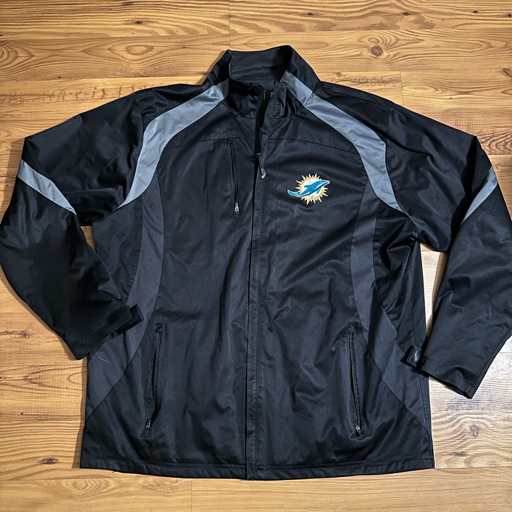Mens XL Black Miami Dolphins Windbreaker Jacket